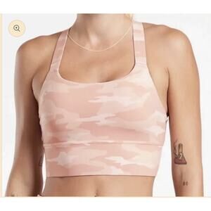 Athleta Warrior Longline Pink Camo Sports Bra XS Crossback